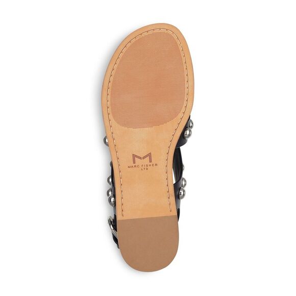 MARC FISHER Womens Black Studded Prancer Round Toe Leather Gladiator Sandles 6 M - Picture 4 of 4